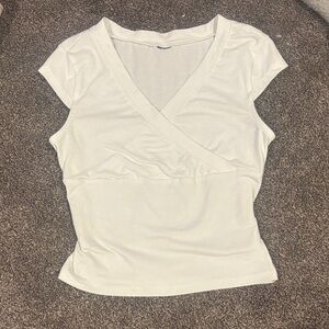 Elegant White V-Neck Women's Top